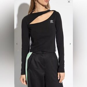 DISCONTINUED- Adidas Originals Cut Out Logo-Print Top